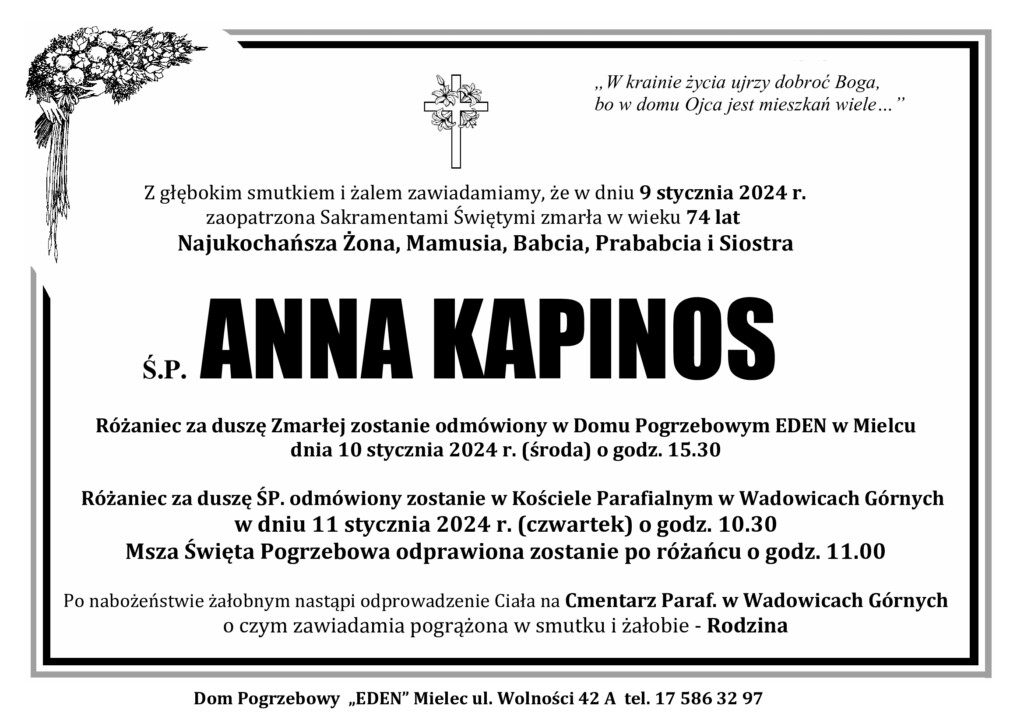 You are currently viewing ŚP. ANNA KAPINOS