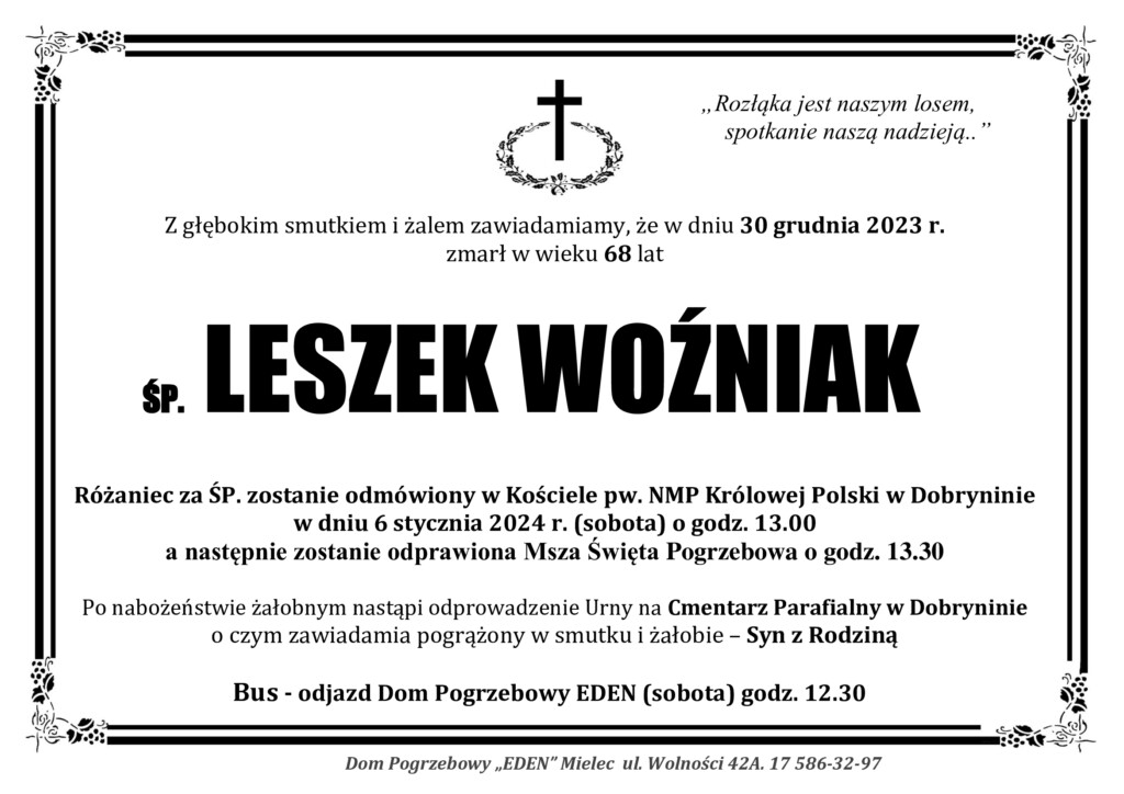 You are currently viewing ŚP. LESZEK WOŹNIAK