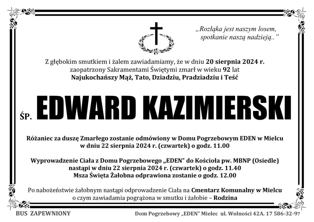 You are currently viewing ŚP. EDWARD KAZIMIERSKI
