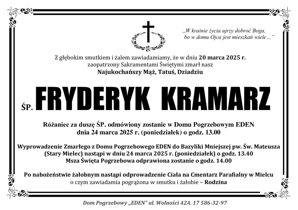You are currently viewing ŚP. FRYDERYK KRAMARZ