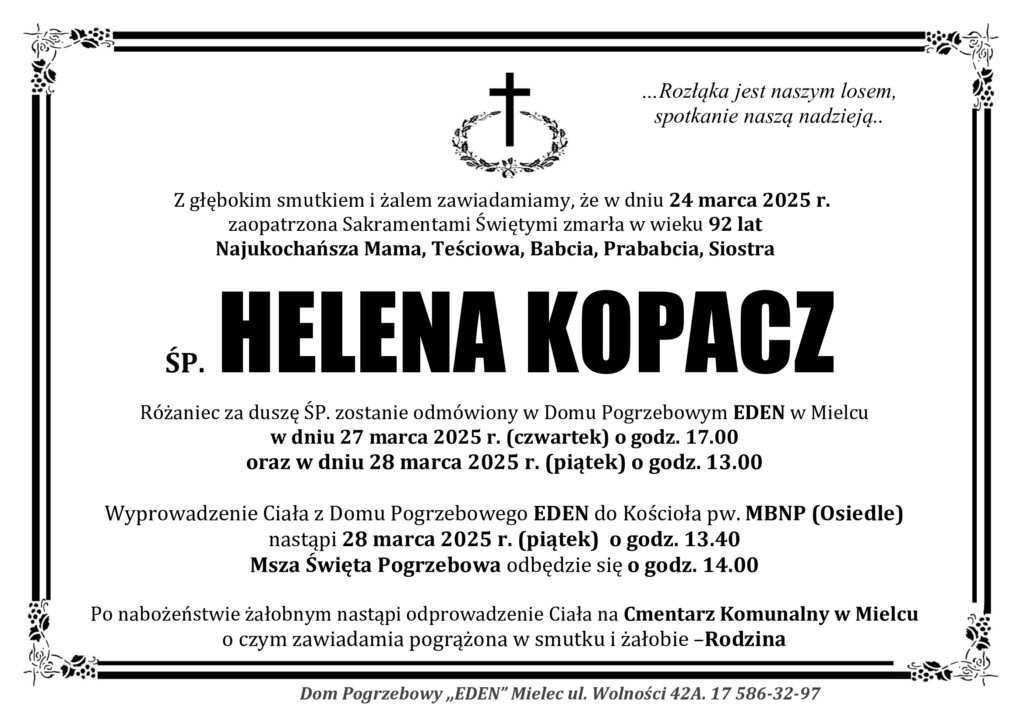 You are currently viewing ŚP. HELENA KOPACZ