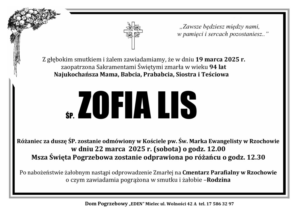 You are currently viewing ŚP. ZOFIA LIS