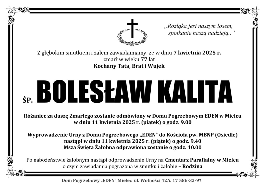 You are currently viewing ŚP. BOLESŁAW KALITA