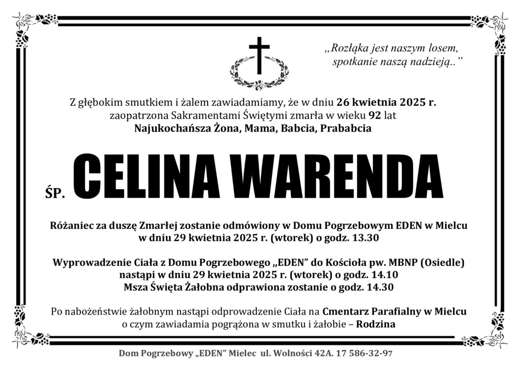 You are currently viewing ŚP. CELINA WARENDA