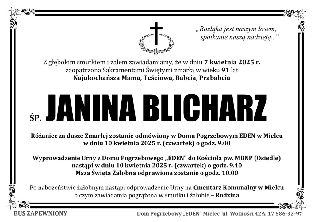 You are currently viewing ŚP. JANINA BLICHARZ