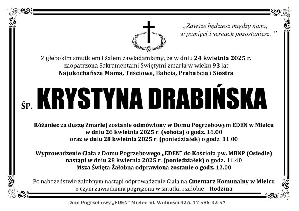 You are currently viewing ŚP. KRYSTYNA DRABIŃSKA
