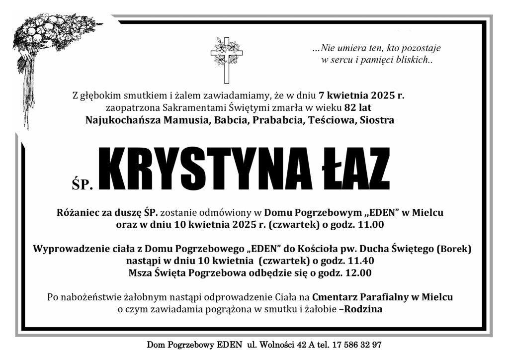 You are currently viewing ŚP. KRYSTYNA ŁAZ