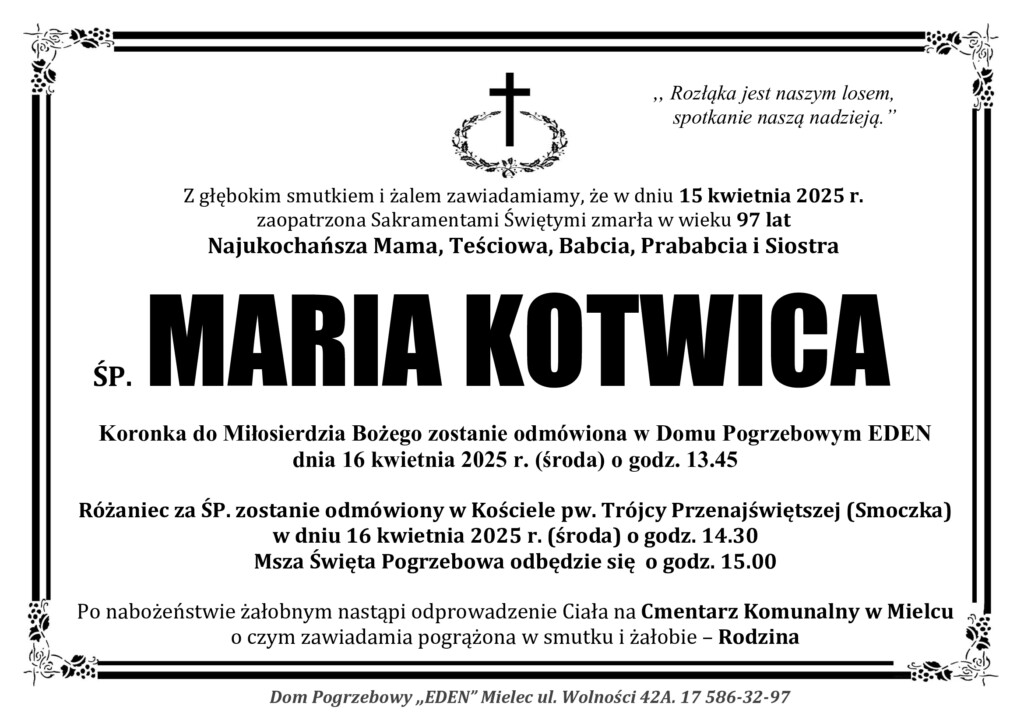 You are currently viewing ŚP. MARIA KOTWICA