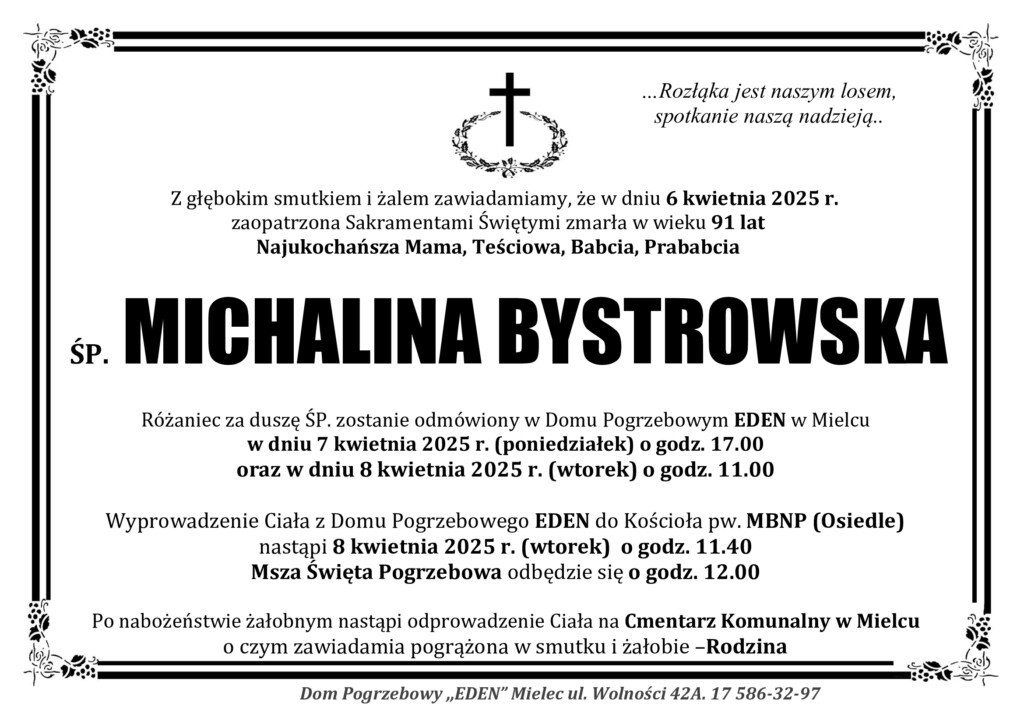 You are currently viewing ŚP. MICHALINA BYSTROWSKA