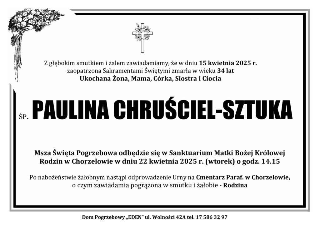 You are currently viewing ŚP. PAULINA CHRUŚCIEL-SZTUKA