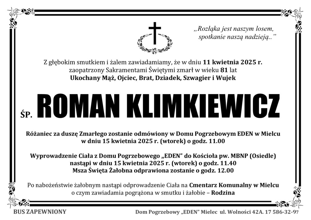 You are currently viewing ŚP. ROMAN KLIMKIEWICZ