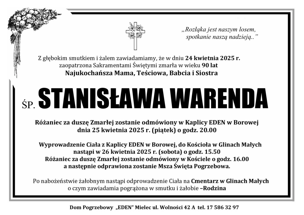 You are currently viewing ŚP. STANISŁAWA WARENDA