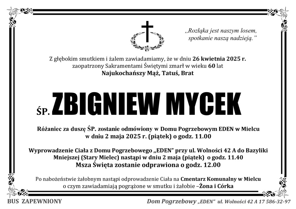 You are currently viewing ŚP. ZBIGNIEW MYCEK