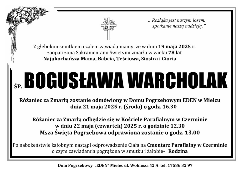 ŚP. BOGUSŁAWA WARCHOLAK