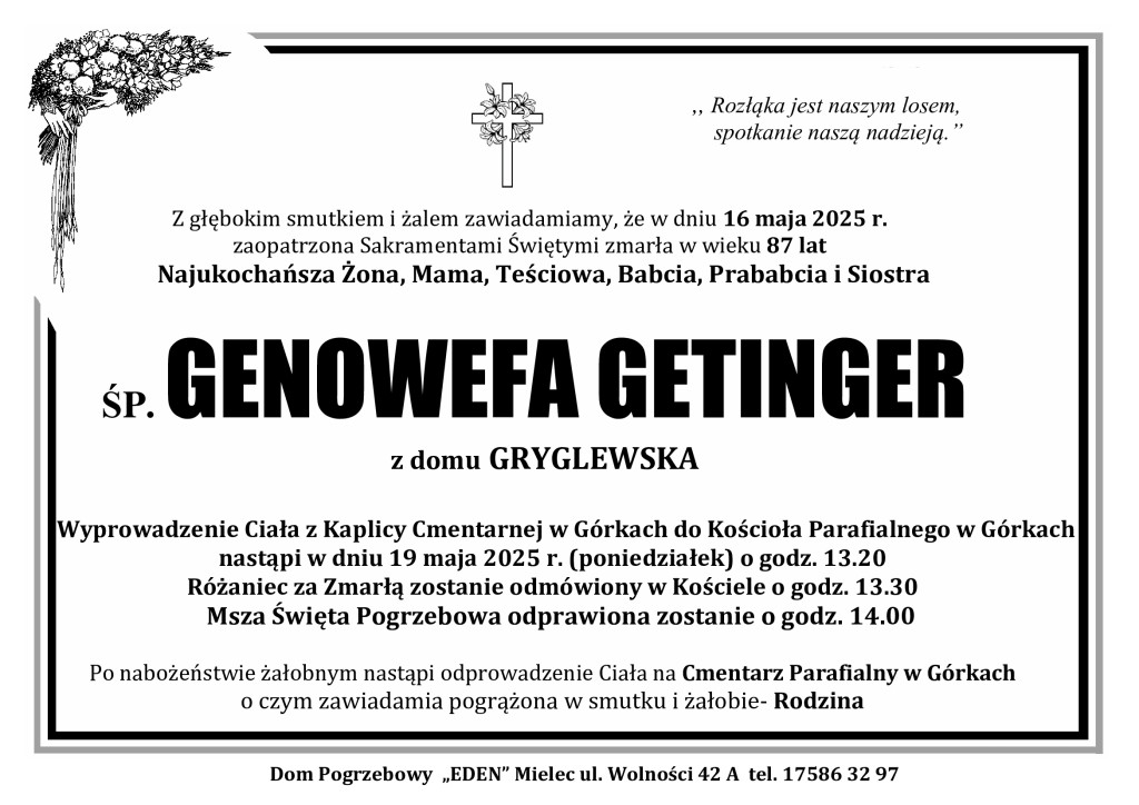ŚP. GENOWEFA GETINGER
