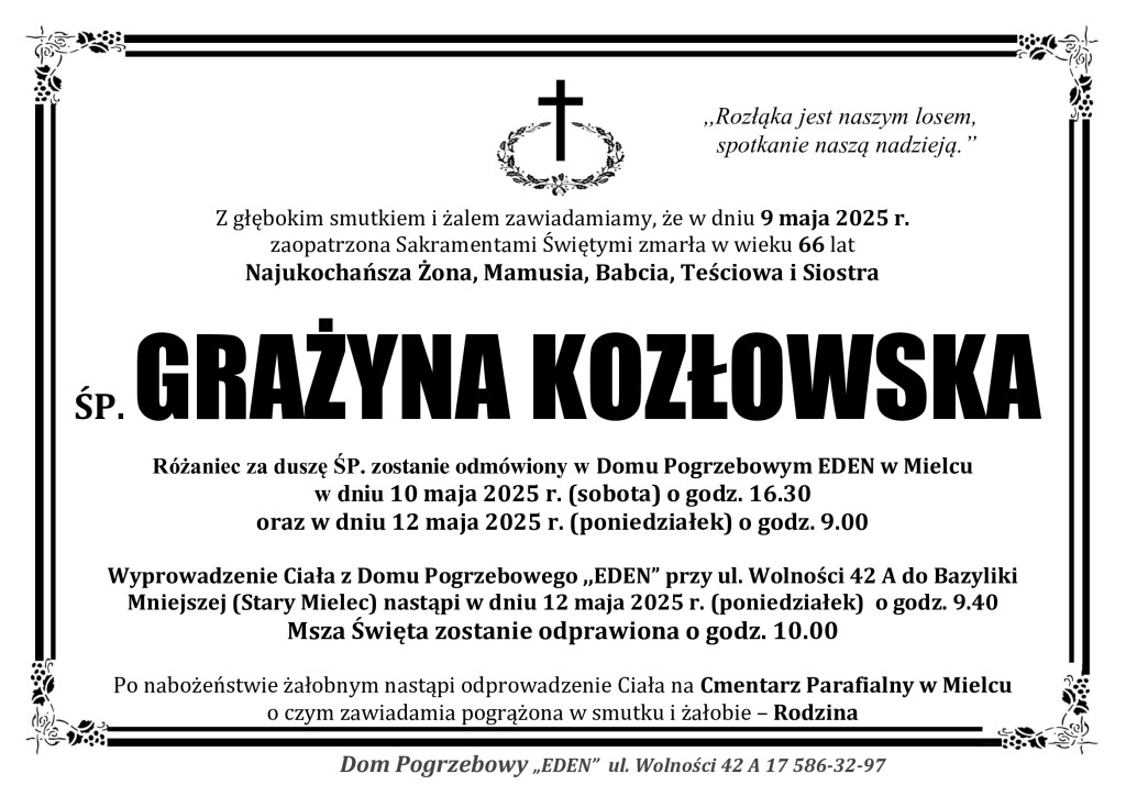 You are currently viewing ŚP. GRAŻYNA KOZŁOWSKA