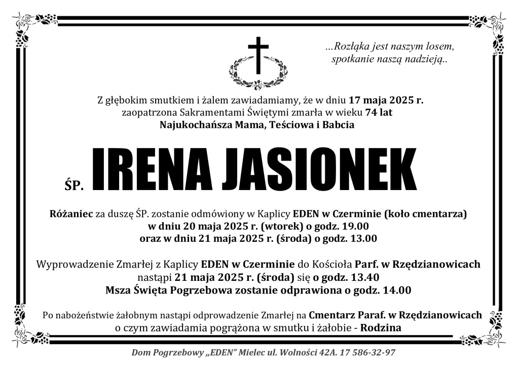 ŚP. IRENA JASIONEK