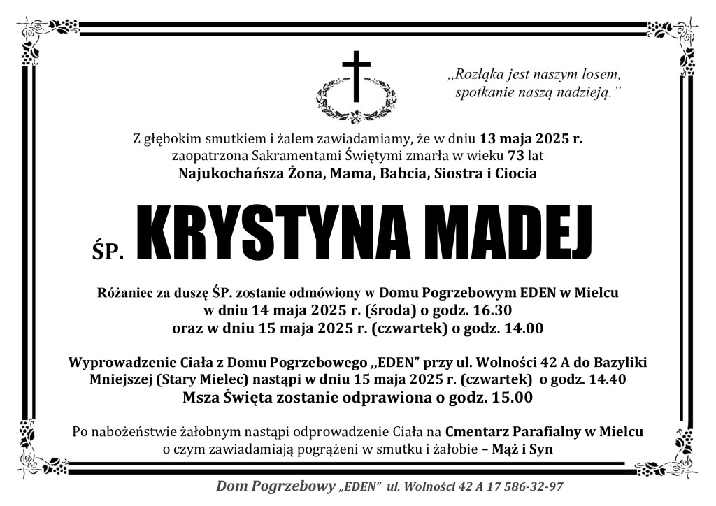 You are currently viewing ŚP. KRYSTYNA MADEJ