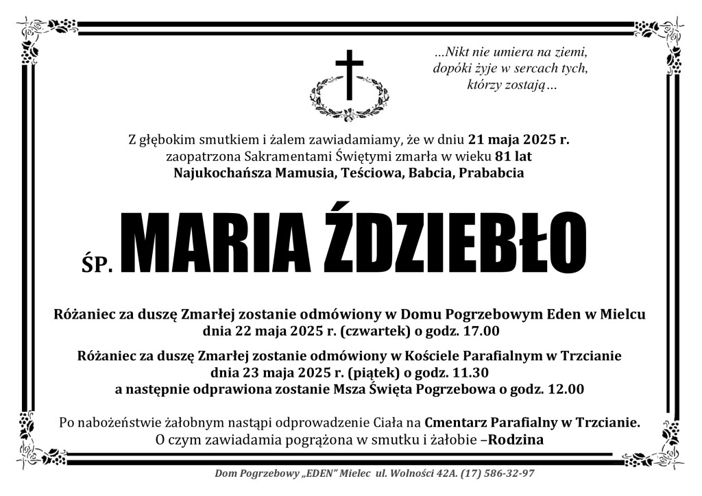 You are currently viewing ŚP. MARIA ŹDZIEBŁO