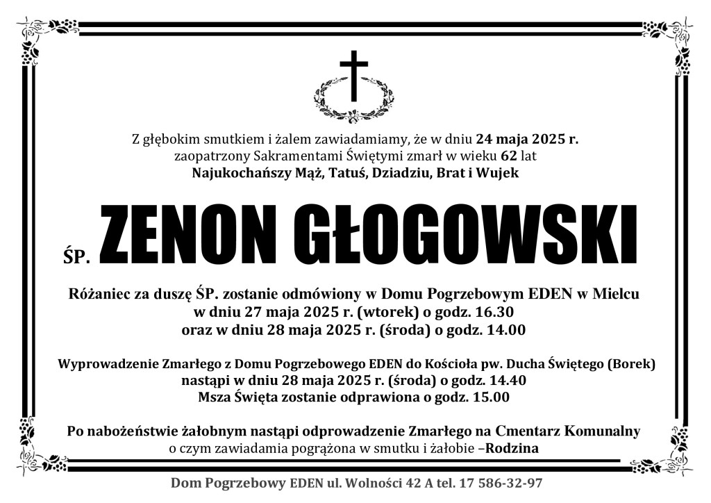 Read more about the article ŚP. ZENON GŁOGOWSKI