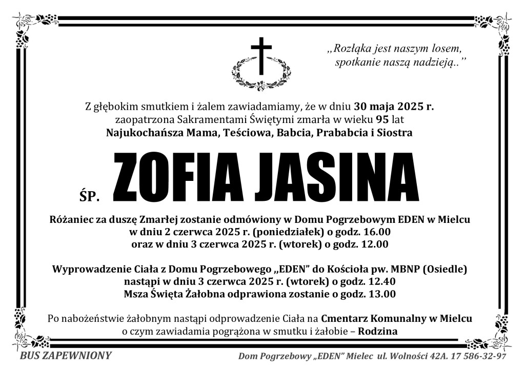 You are currently viewing ŚP. ZOFIA JASINA