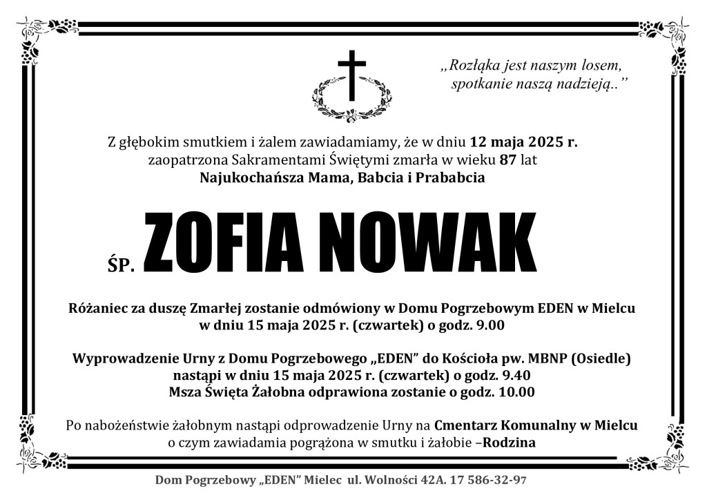 You are currently viewing ŚP. ZOFIA NOWAK