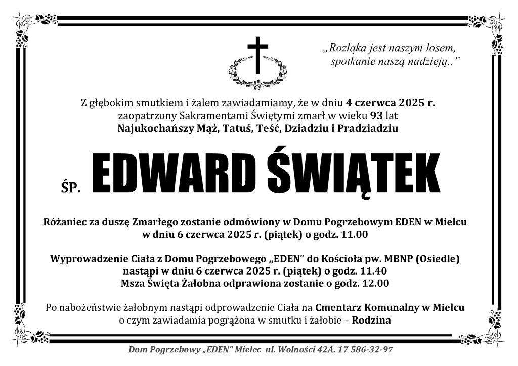 You are currently viewing ŚP. EDWARD ŚWIĄTEK