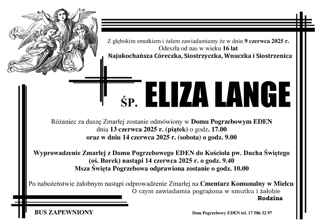 You are currently viewing ŚP. ELIZA LANGE