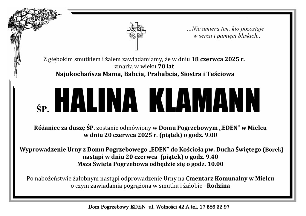 You are currently viewing ŚP. HALINA KLAMANN