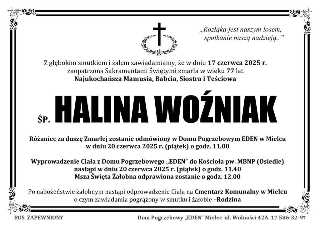 You are currently viewing ŚP. HALINA WOŹNIAK