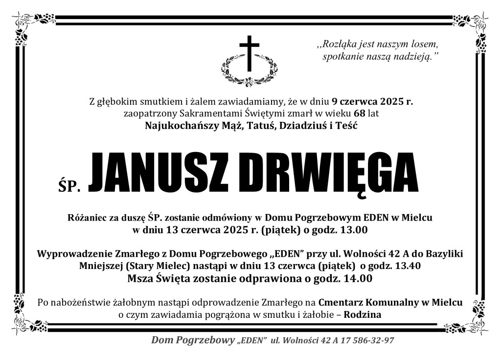 You are currently viewing ŚP. JANUSZ DRWIĘGA