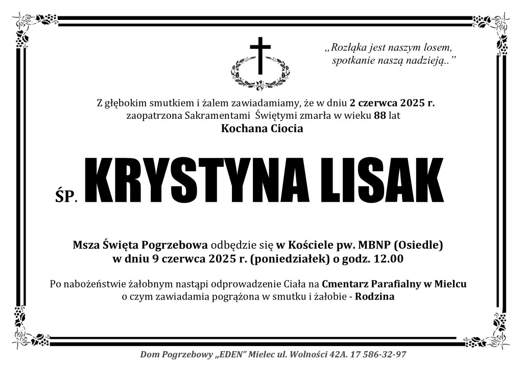 You are currently viewing ŚP. KRYSTYNA LISAK