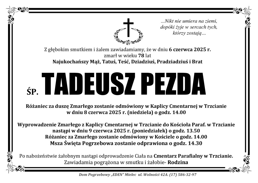 You are currently viewing ŚP. TADEUSZ PEZDA