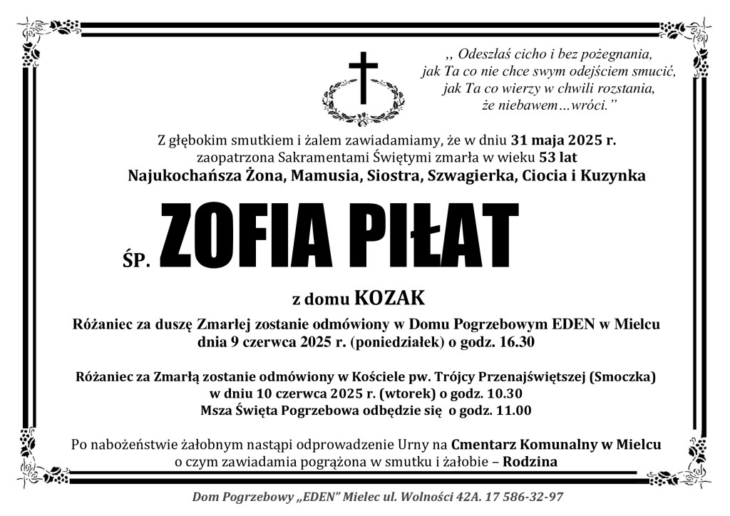 You are currently viewing ŚP. ZOFIA PIŁAT