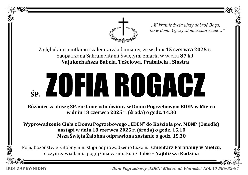 You are currently viewing ŚP. ZOFIA ROGACZ