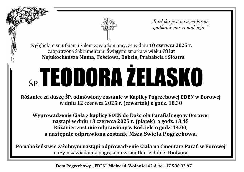 You are currently viewing ŚP. TEODORA ŻELASKO