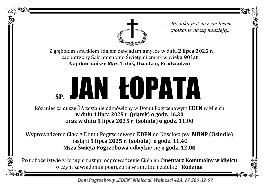 You are currently viewing ŚP. JAN ŁOPATA