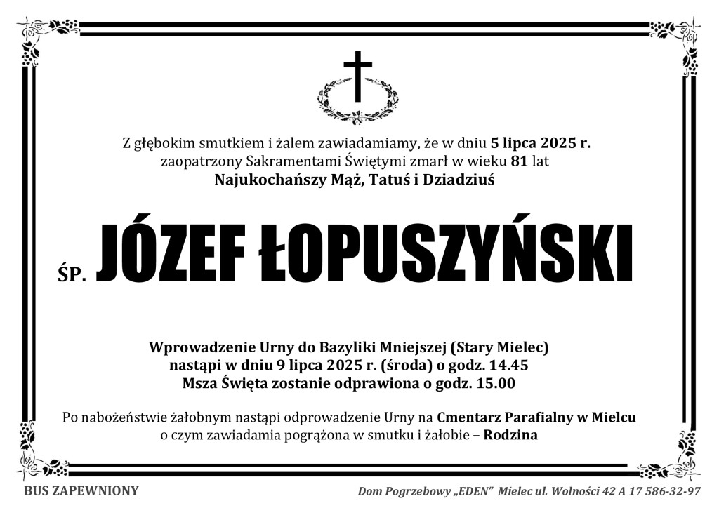 You are currently viewing ŚP. JÓZEF ŁOPUSZYŃSKI