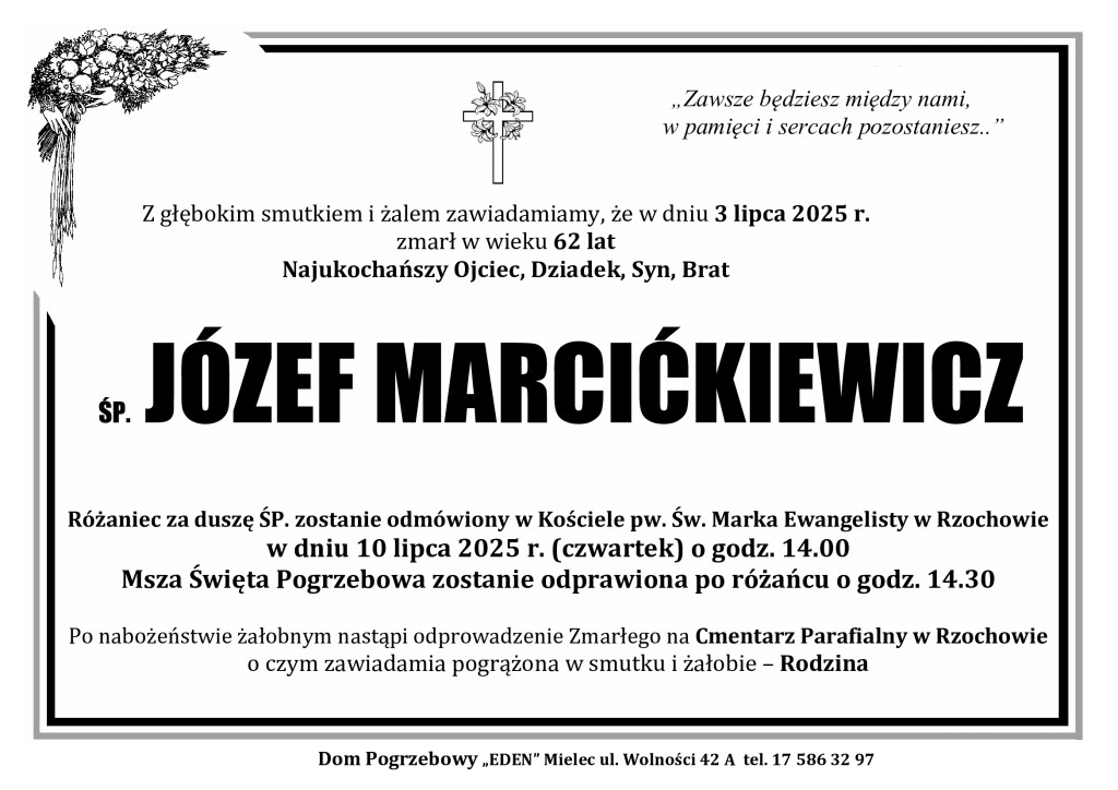 You are currently viewing ŚP. JÓZEF MARCIĆKIEWICZ