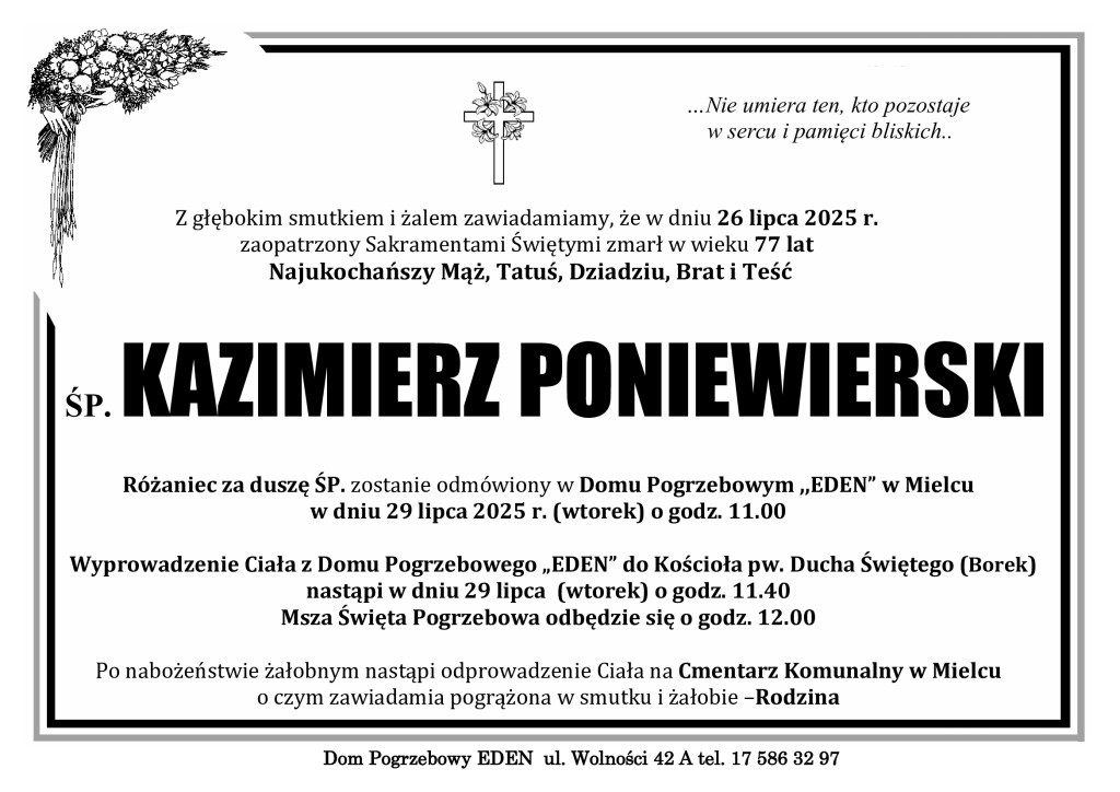 You are currently viewing ŚP. KAZIMIERZ PONIEWIERSKI
