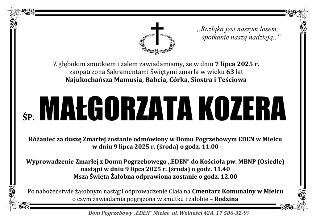 You are currently viewing ŚP. MAŁGORZATA KOZERA