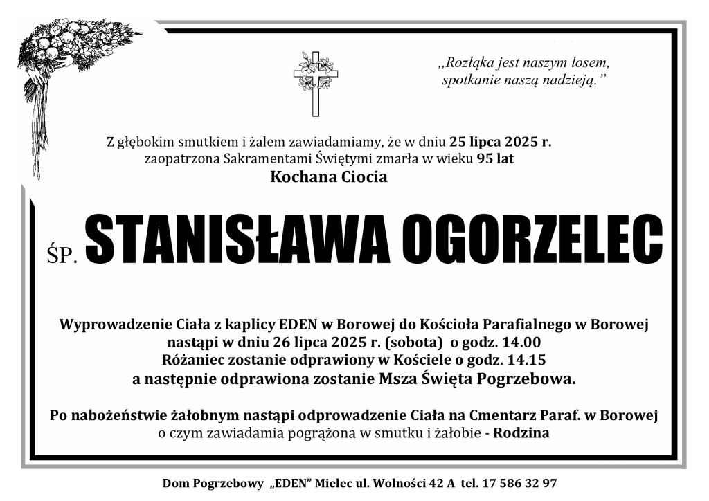 You are currently viewing ŚP. STANISŁAWA OGORZELEC