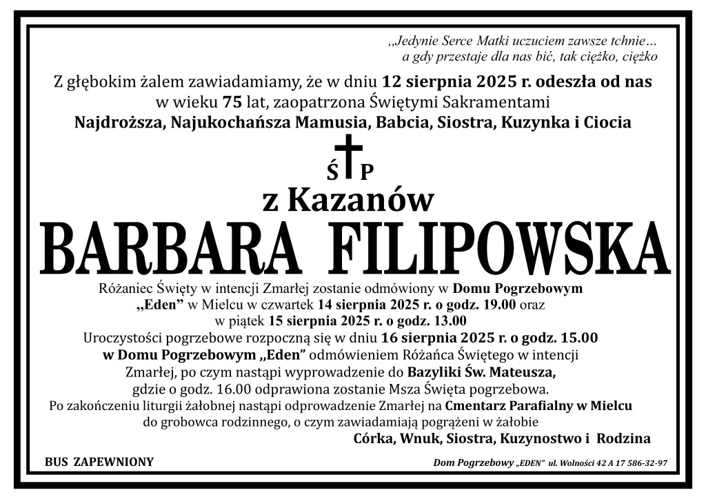Read more about the article ŚP. BARBARA FILIPOWSKA