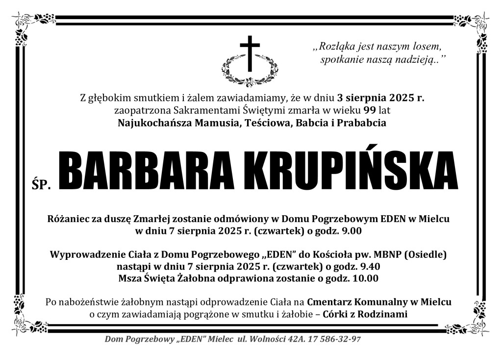You are currently viewing ŚP. BARBARA KRUPIŃSKA