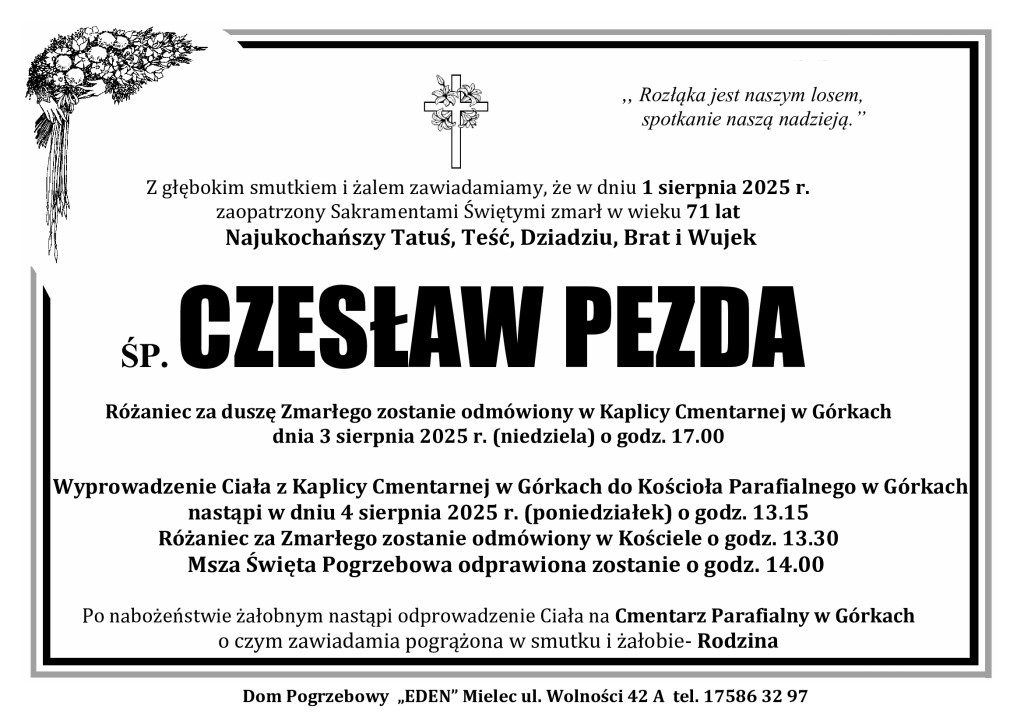 You are currently viewing ŚP. CZESŁAW PEZDA