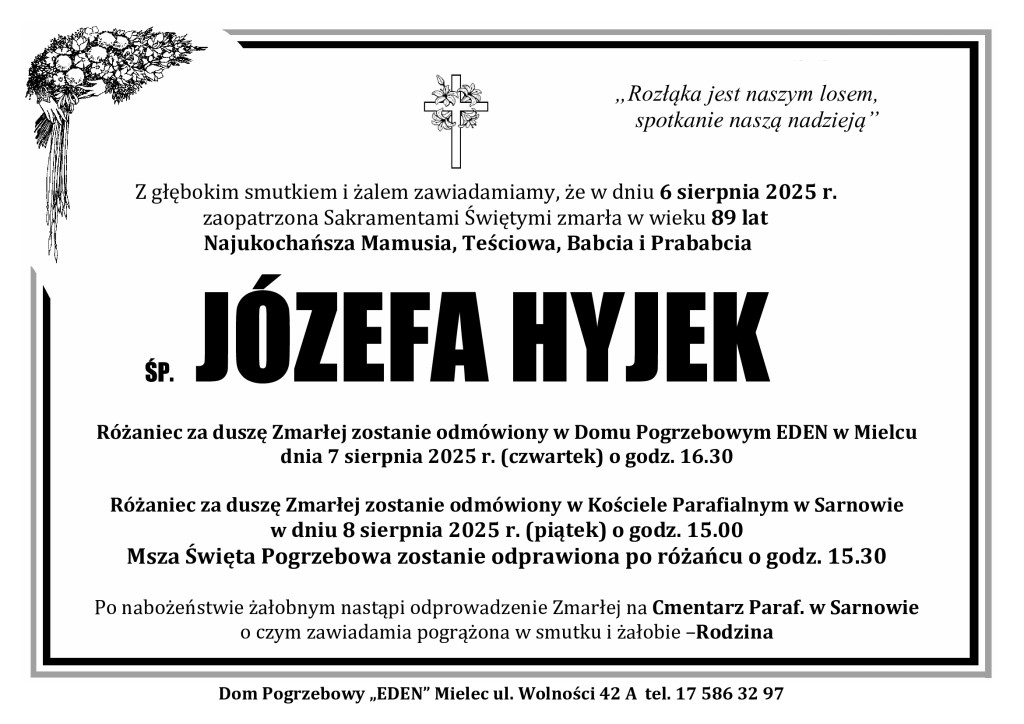 You are currently viewing ŚP. JÓZEFA HYJEK