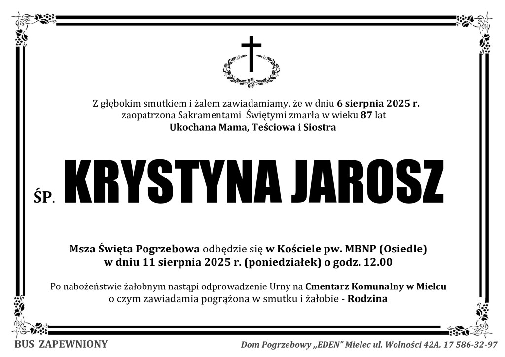 You are currently viewing ŚP. KRYSTYNA JAROSZ
