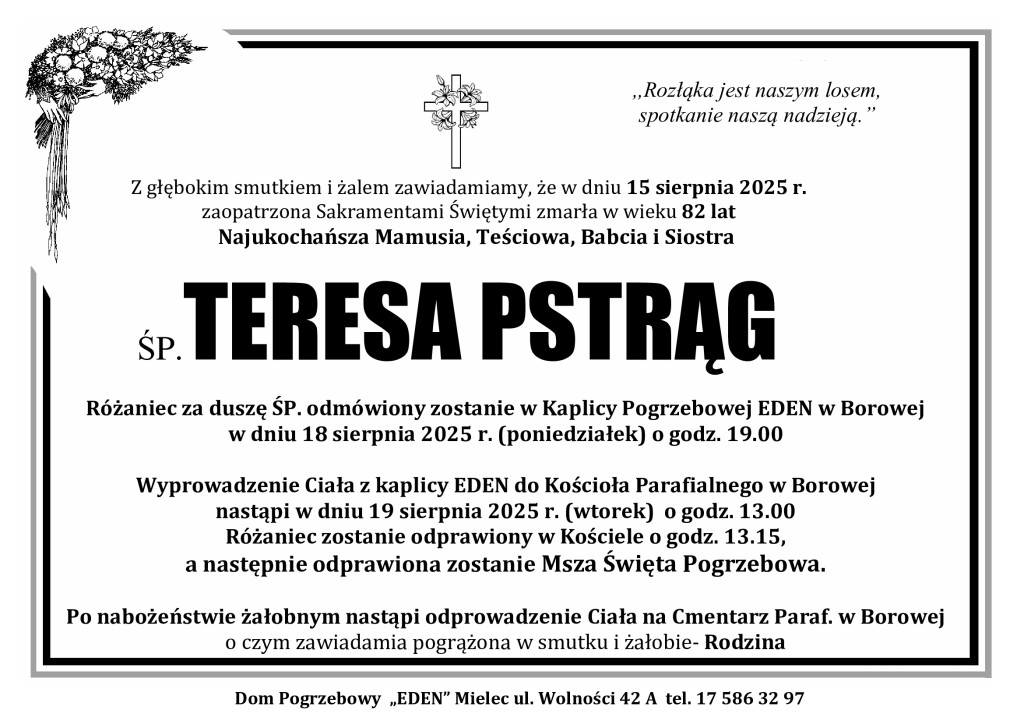 You are currently viewing ŚP. TERESA PSTRĄG