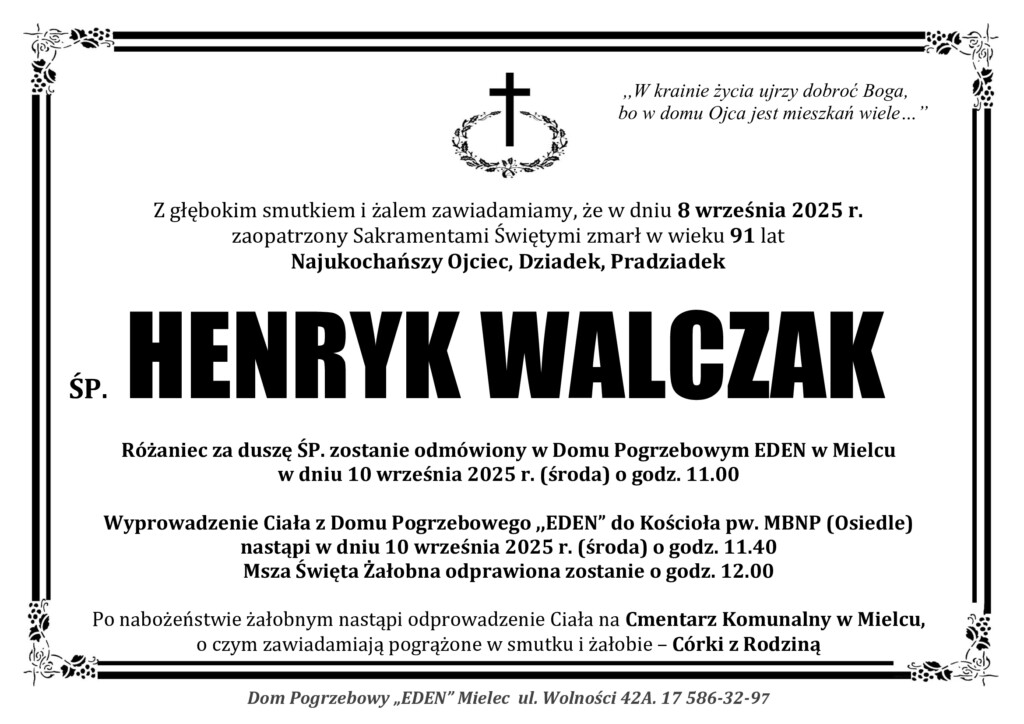 Read more about the article ŚP. HENRYK WALCZAK