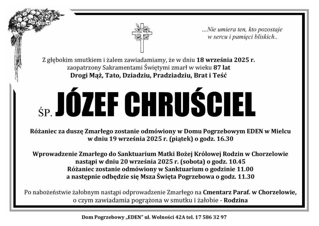 Read more about the article ŚP. JÓZEF CHRUŚCIEL